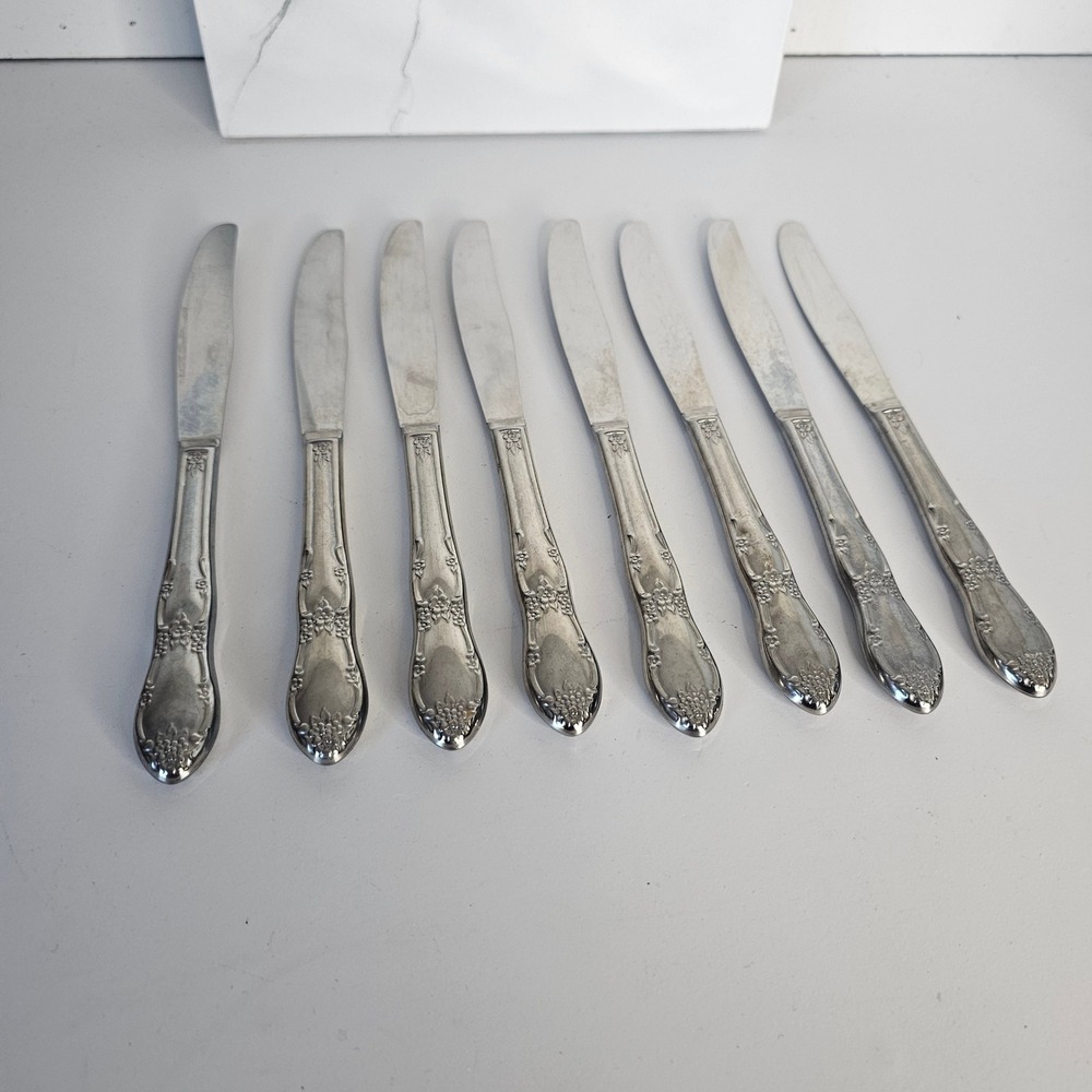 Oneida Fenway Daydream Stainless Steel Dinner Knives 9‎ Inch Silverware Set of 8